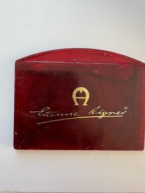 Etienne Aigner Deep Red Acrylic Trinket Box with Gold Logo